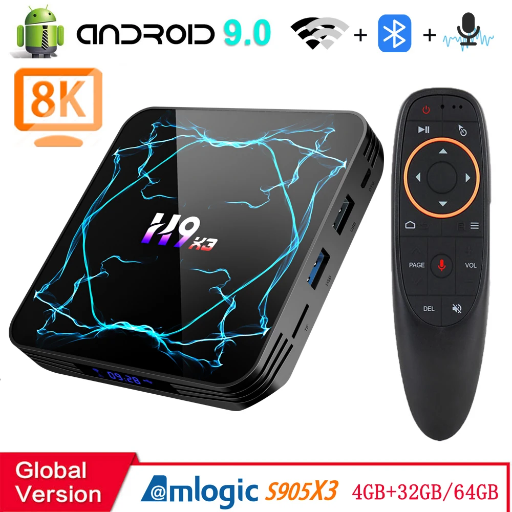 ТВ приставка Amlogic S905X3 Android 9 0 8K H.265 медиаплеер 3D видео 2 4G и 5 8G Wi Fi 4 Гб ОЗУ 32 ГБ 64