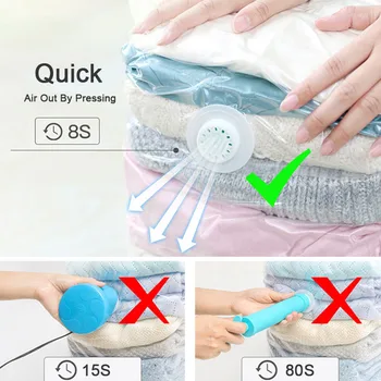 

No Pump Needed Vacuum Storage Bags for Clothes Blankets Comforters Sweaters Pillows Home Compression Seal Bags Space Saver Bags