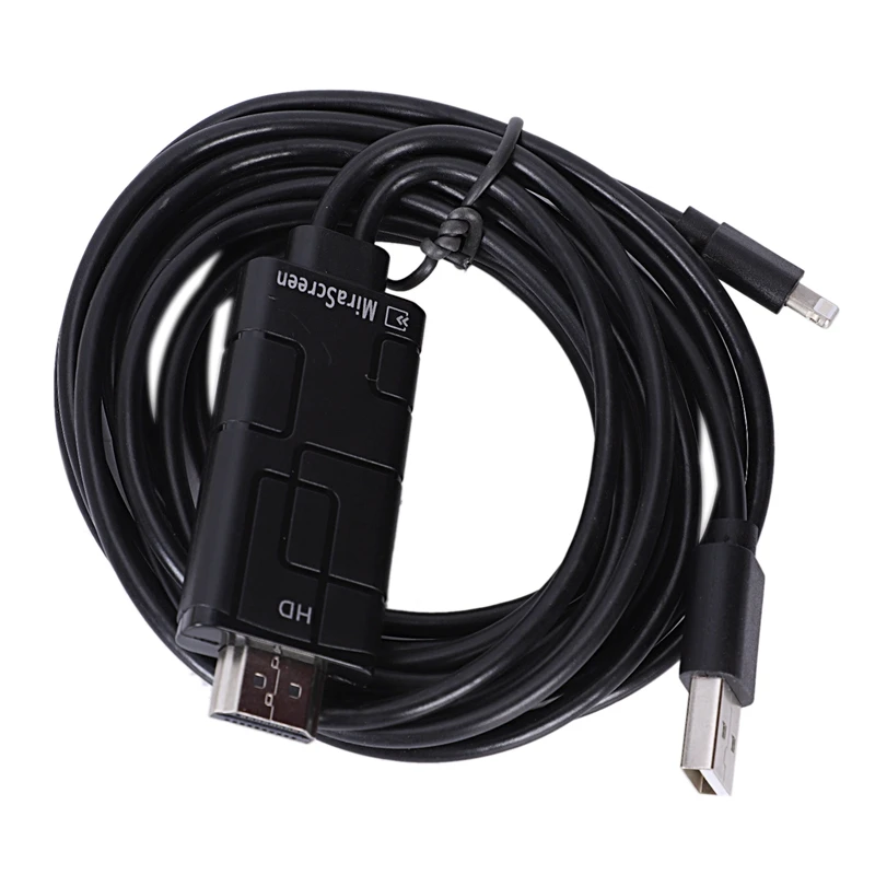 Hdmi-кабель, 8-контактный кабель для iPhone к HDMI 1080P HDTV AV кабель адаптер для iPhone X, iPhone 8, iPhone 7 6S Plus iPad Черный(2