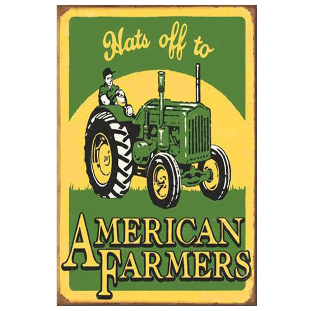 Ретро Зеленый Трактор ферма металлическая Оловянная табличка для знаков бар