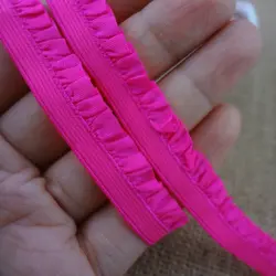 1158 яркая неоновая розовая эластичная лента 4 ярдов/партия кружевная отделка 12 мм Широкие тянущееся кружевные ленты лента тесьма повязка