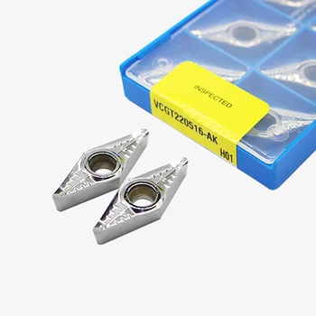

10pcs VCGT220516 AK H01 Aluminum Inserted Carbide Insert No Coating Knife Blades for CNC Indexable Internal Tool Holder