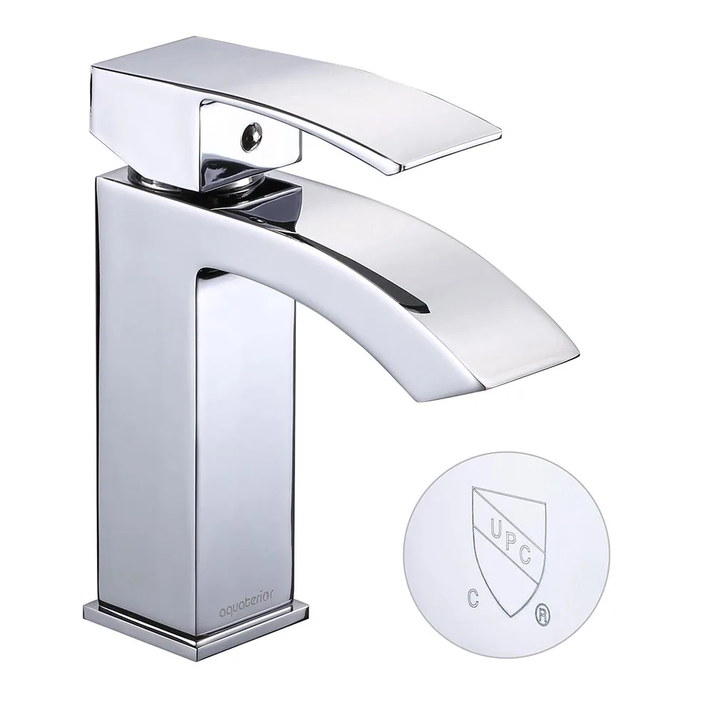 

Waterfall Spout One Hole Bathroom Sink Basin Faucet Single Handle Mixer Tap US