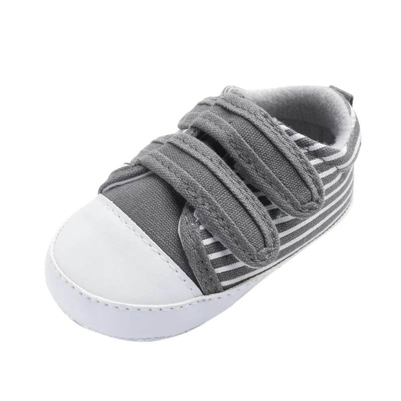 Кроссовки для малышей на мягкой подошве; обувь для первых шагов; популярная дышащая Классическая парусиновая обувь с принтом в полоску для маленьких мальчиков и девочек; нескользящая обувь