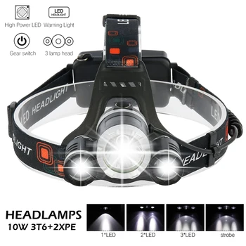 

Headlamps 6000lumens Led Headlamp T6 Zoomable Headlight Head Torch Flashlight Head lamp by 18650 battery for Fishing Hunting