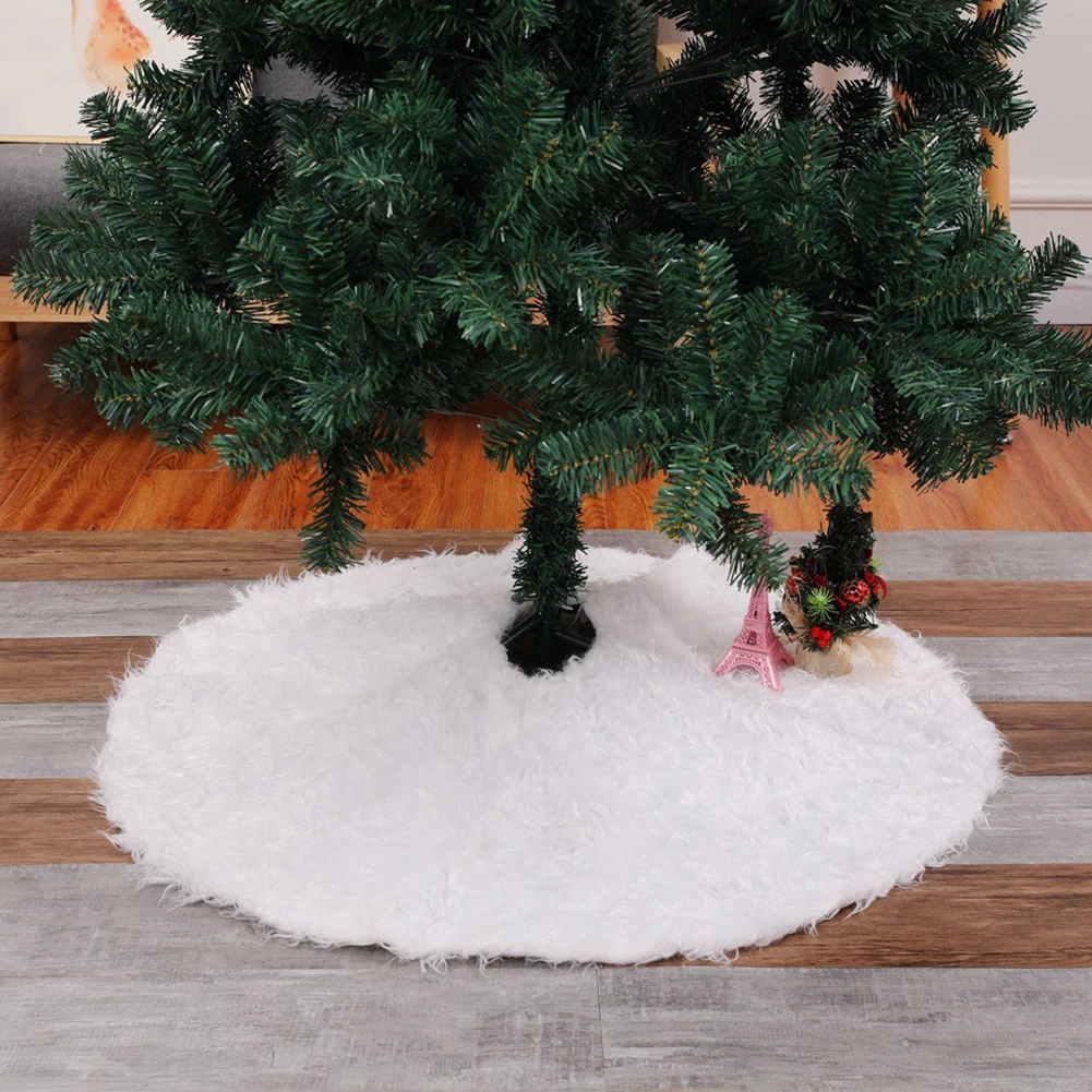 

Handicraft Round Home Decoration Carpet Holiday Cover Festive White Plush Home Ornament Christmas Tree Skirt Practical