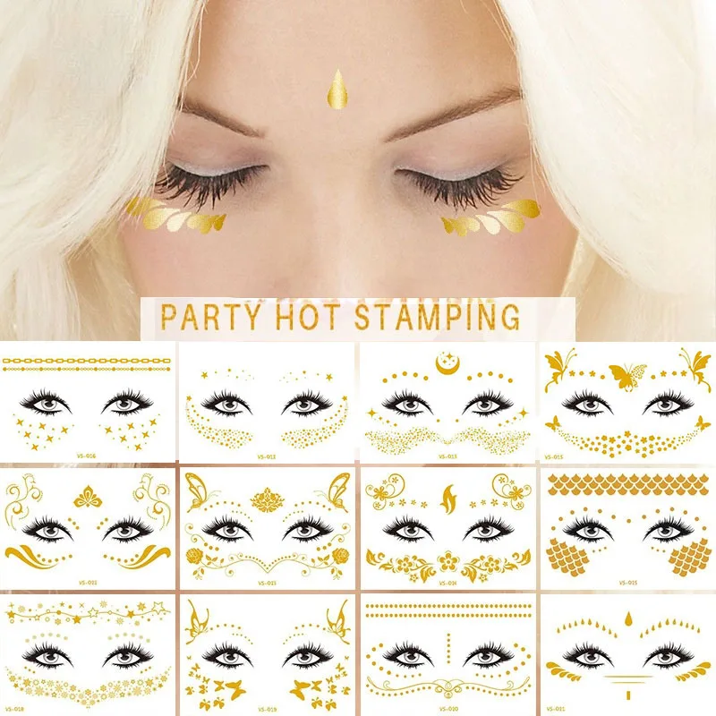 

1pcs New Golden Face Temporary Tattoo Waterproof Freckles Makeup Stickers Eye Decals Masquerade Party Freckles Stickers