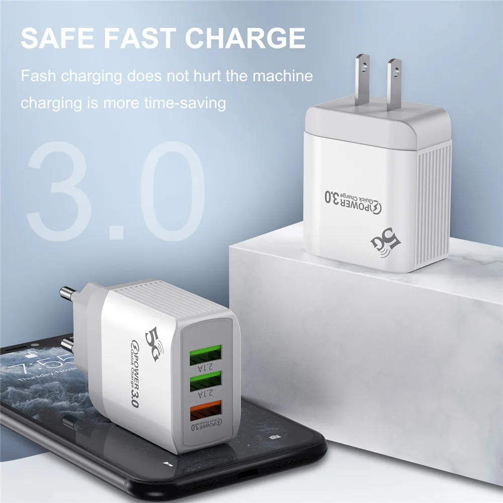 

Ottwn Quick Charge QC 3.0 Smart Fast 3 USB Wall Charger For Xiaomi Samsung Huawei Quick Charge Charging Adapter Mobile Phone
