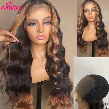 

Colored Highlight Honey Blonde 13*6 Loose Deep Wave Lace Frontal Wig Ombre 4*4 Lace Closure Wigs Pre Plucked Baby Hair Remy 130%