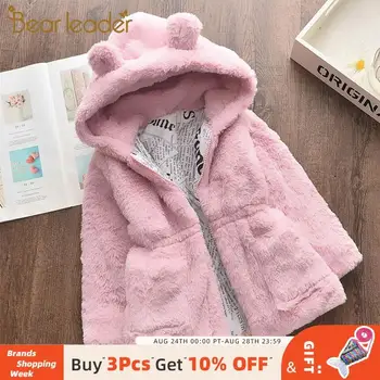 

Bear Leader Girls Coats 2020 New Winter Fashion Rabbit Ears Faux Fur Jackets Hooded Thickness Kids Suit Fashion Clothes for 2 7Y