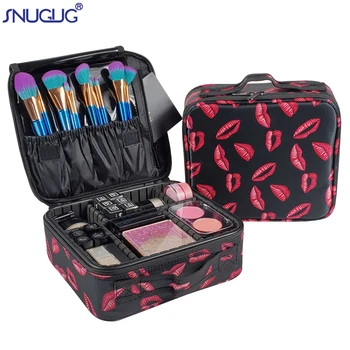 

Sexy Lips Brand Cosmetic Case High Quality Professional Make Up Organizer Beautician Women Makeup Bag Oxford Large Cosmetic Bag