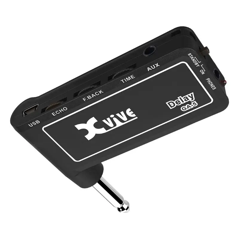 1pc Guitar Plug Mini Portable Recharge Elec Headphone Amp Amplifier Acoustic Rock Metal Delay Guitar Part Accessories
