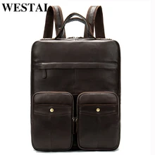 Мужской кожаный рюкзак WESTAL, школьный рюкзак из натуральной кожи, рюкзак для ноутбука для мужчин, дорожные рюкзаки для подростков, мужские сумки