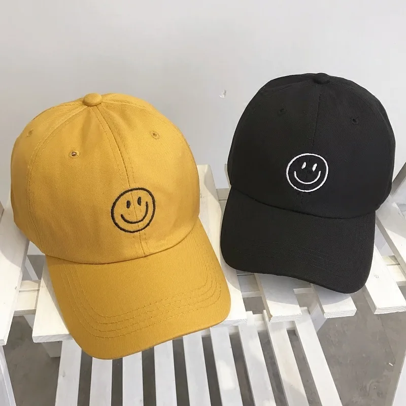 

Floppy cap street summer sun hat outing curved rim hat Korean version of female tide smiling face embroidery baseball cap tide
