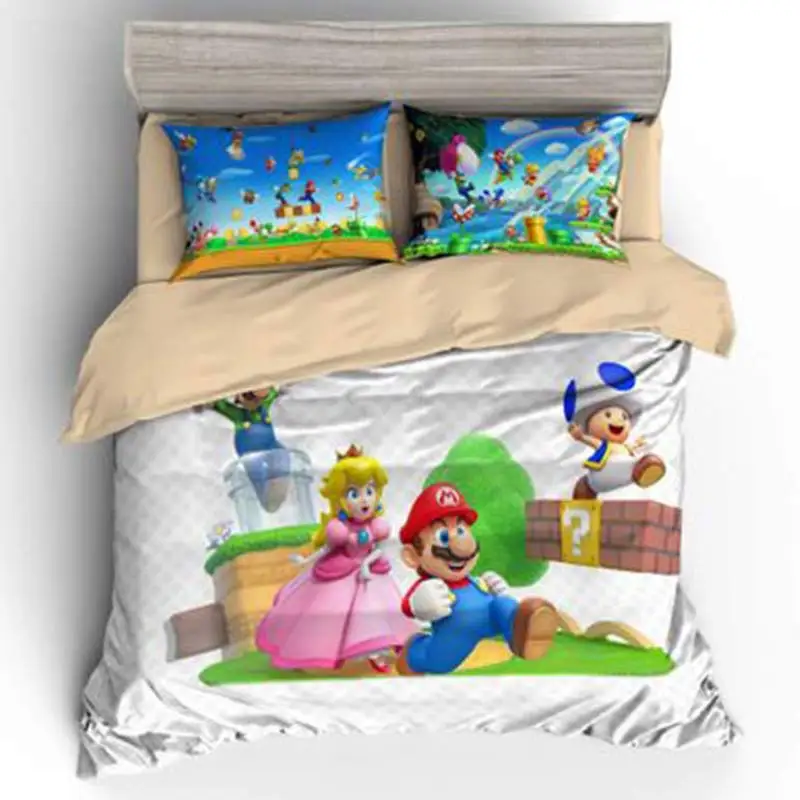 3 шт. 3D Марио Постельное белье 140x210 см/180x210c/172x218 см/135x200 см/200x229 см Удобная Лоскутная