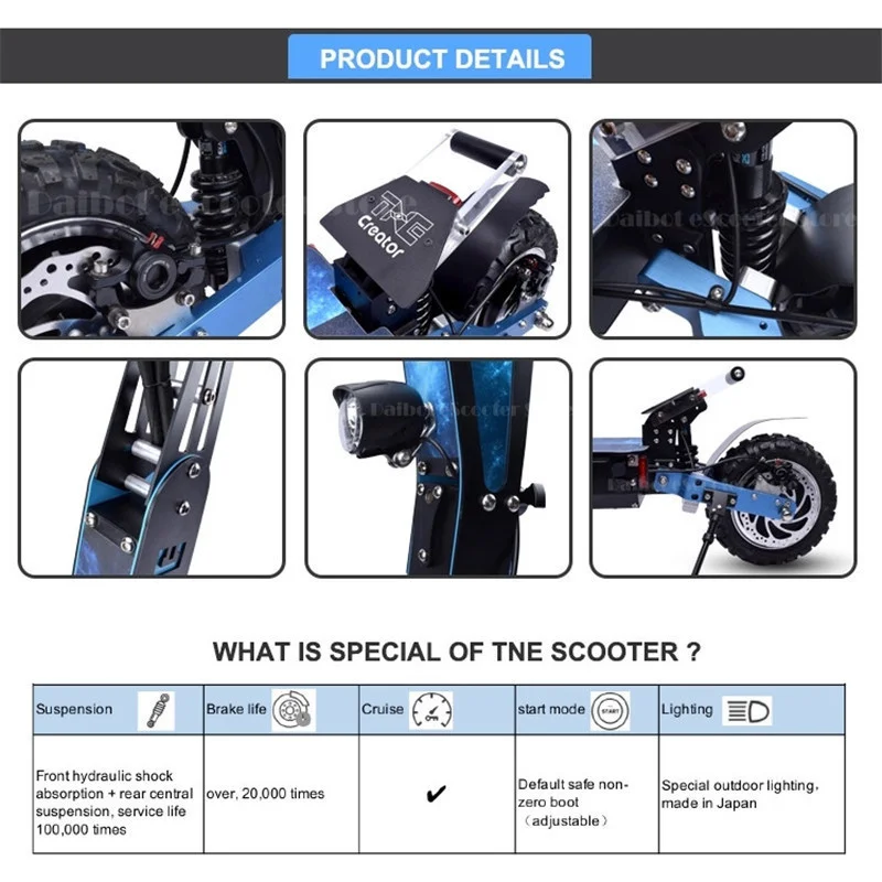Powerful Electric Scooter Two Wheels Electric Scooters 11 Inch Dual Motor 3600W 60V Folding Off Road Electric Bike For Adult (26)