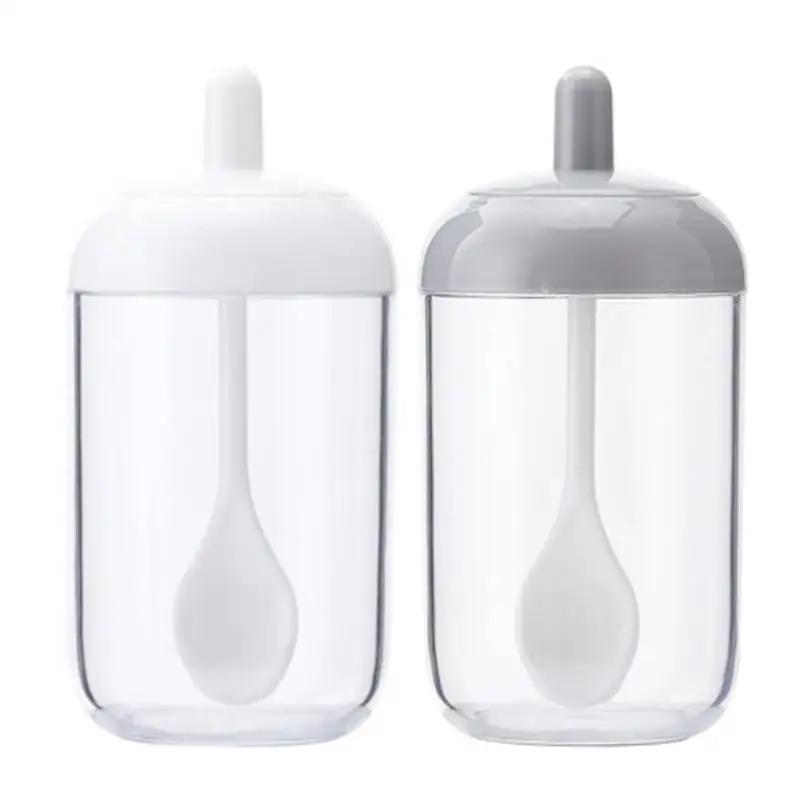 

Plastic Spice Seasoning Bottle Salt Pepper Condiment Jar with Spoon Kitchen Gadgets Ordinary Design and Use Conveninently