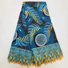 Высококачественная Красивая Вощеная кружевная ткань с вышивкой, хлопок для изготовления одежды, 6 ярдов, модные кружевные восковые ткани! O-4614