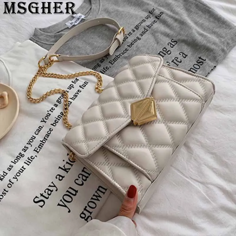 

MSGHER Diamond-shaped Flap Women Bag Fashion New Style 2019 Joker French Temperament Concise Style Shoulder Women Bag WB2861
