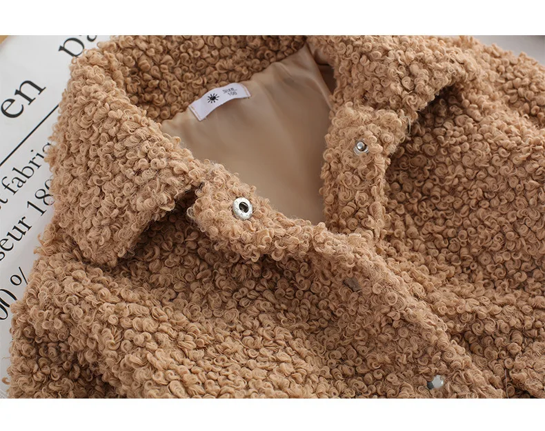 Autumn Winter Girl Jacket Thick Warm Children Jacket Turn-down Collar Girls Outerwear Coat 90~140cm RT780