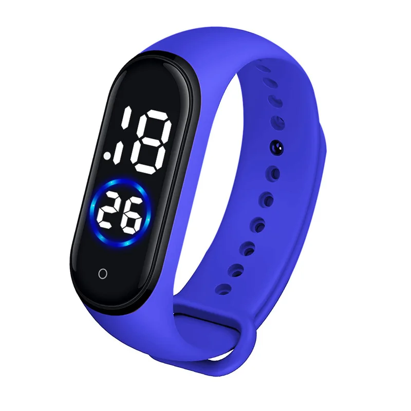 Модные цифровые светодиодные спортивные часы с сенсорным экраном силикон унисекс наручные часы для мужчин и женщин#4g08