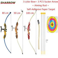 Archery Bow And Arrow Set With Sucker Arrow Stickers Target Paper Aiming Rod Hunting Shooting Accessories