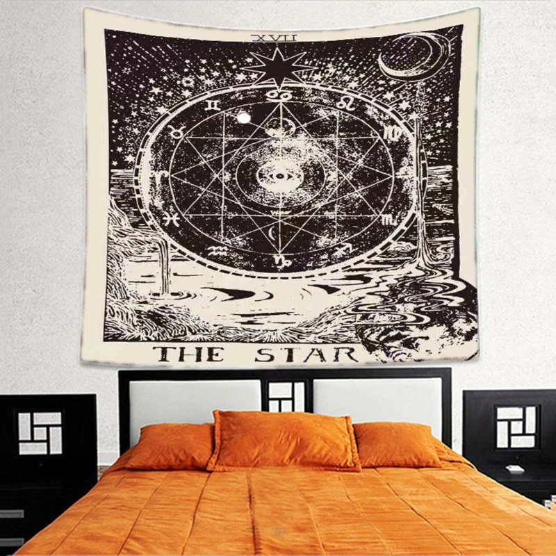 Vintage Wall Hanging Witchcraft Polyester Ouija Tapestry Astrology Blanket Arras