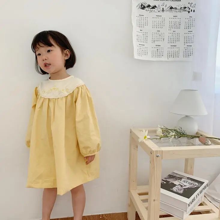 Новое платье с принтом для девочек, модные хлопковые весенние платья для девочек 1-7 лет, PO93