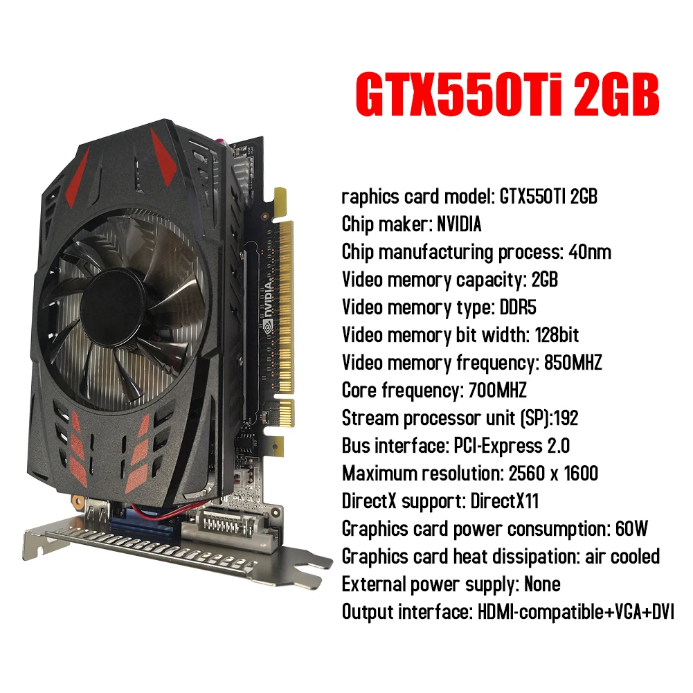 latest gpu for pc GTX550Ti Computer Graphic Card 2GB/4GB/6GB 128/192Bit DDR5 HD Video Gaming Video Cards HDMI+VGA+DVI Desktop Computer Accessory video card in computer Graphics Cards