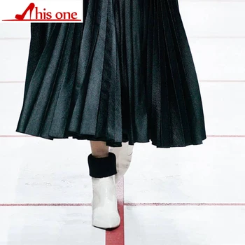 

2019 Women Socks Boots Autumn and Winter New Waterproof Boots Leather Woman Stretch Thin Boots Wild Botin Mujer Big size35-43