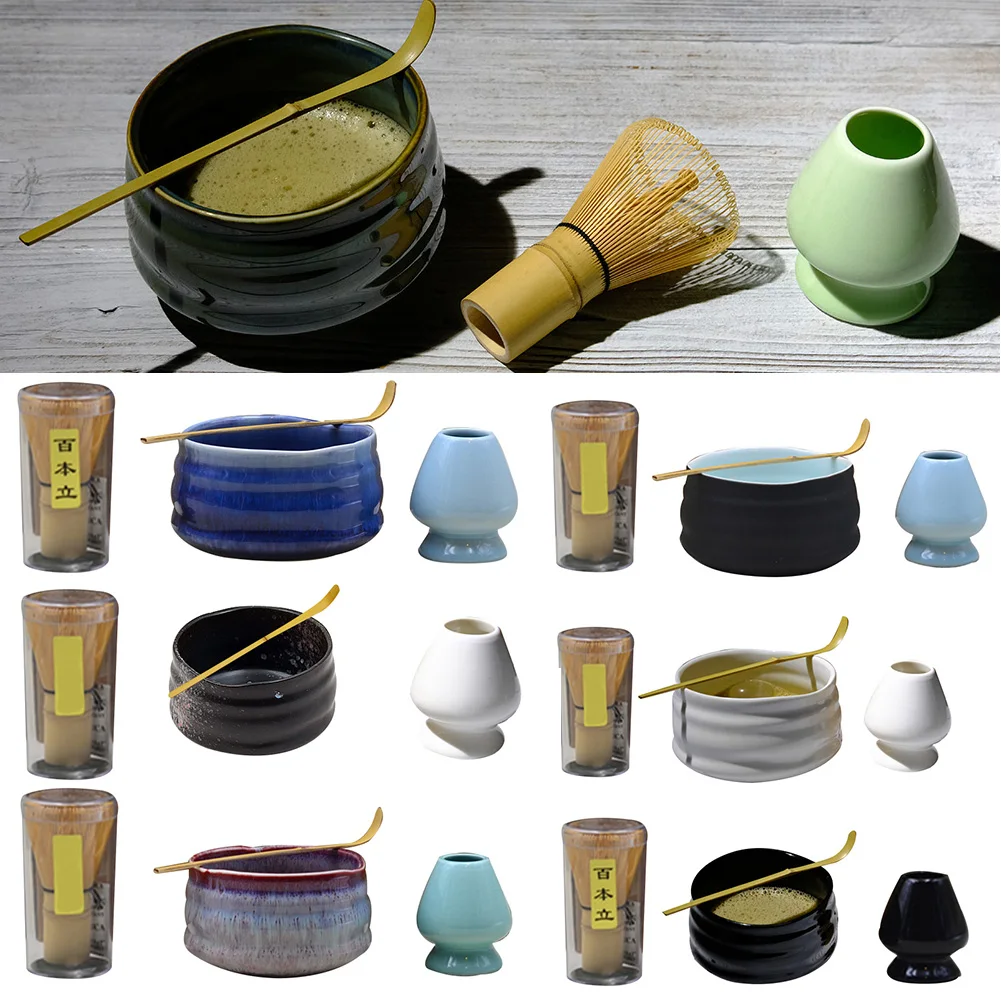

Handmade Whisk Traditional Matcha Tea Set Holder Bowl Gift Ceremony Mixing Spoon Tool Combination Accessories Antioxidants