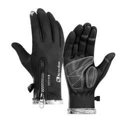 New Winter Ski Gloves Mens Plus Velvet Warm Touchscreen Cold Gloves Waterproof Leather non-Slip Outdoor Womens Gloves For Sports