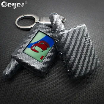 

Ceyes Car Accessories Key Covers Keychain Two Ways Auto Alarm Case For Scher-Khan Magicar A B LCD Remote For Scher khan Key Ring