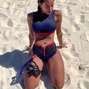 

Zipper Bikini Women Patchwork Bikinis Set Swimsuit Two Piece Filled Bra Swimwear Swim Swimming Suit Bathing Biquini Mujer Summer
