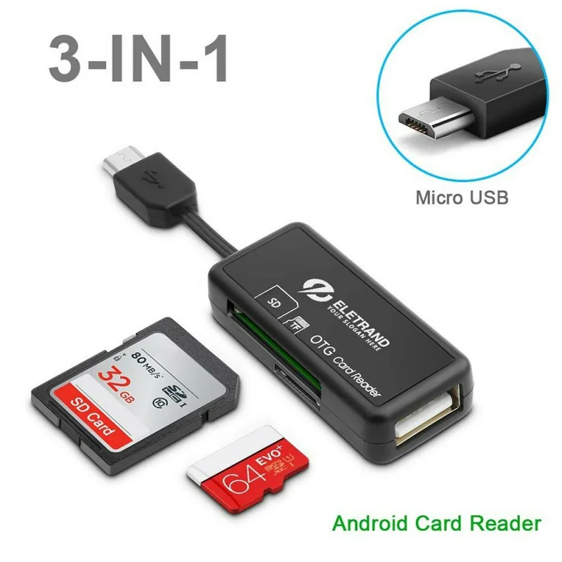 Мульти в 1 Micro-USB 2,0 кард-ридер Plug-and-play безопасные цифровые карты памяти телефон OTG Кабель-адаптер для Android ноутбука ПК