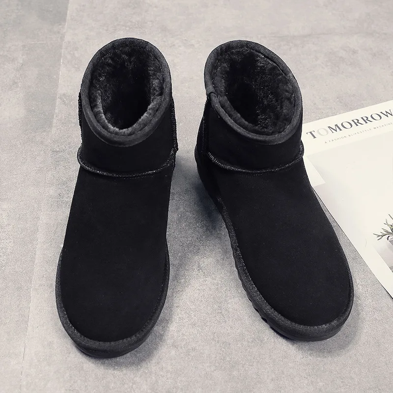 black Размеры 35-46; мужские зимние ботинки из натуральной коровьей замши; теплые Брендовые мужские зимние ботинки;# BG5484 - Цвет: black