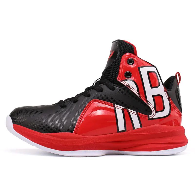 Баскетбольная обувь для мальчиков, кроссовки с высоким верхом, нескользящая спортивная обувь, модная детская Уличная обувь для бега, тренировочная корзина - Цвет: 8056 Red