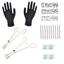 41 шт. иглы перчатки татуировки пирсинг ювелирные изделия Инструменты Наборы для ушей для живота, языка одноразовые полированный гладкий металл очень