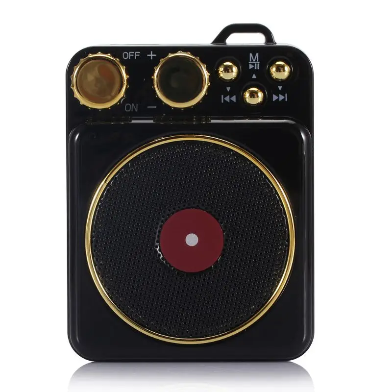 Black T10 Bluetooth 5,0 динамик мини ретро фонограф стерео звук беспроводной динамик - Цвет: Black