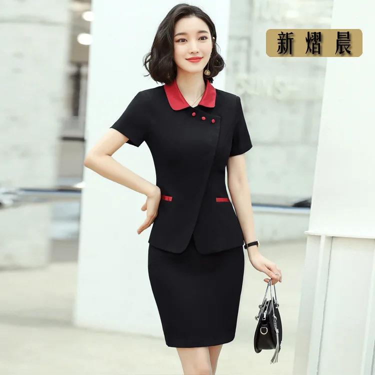 

Hotel Front Desk Business Suit Women's Catering Hotel Waiter Short Sleeve Spring And Summer Foreman Manager Airline Stewardess W