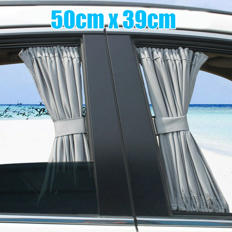 2x New Car Van SUV Window Curtain UV Sunshade Visor Kit Universal 50*39cm
