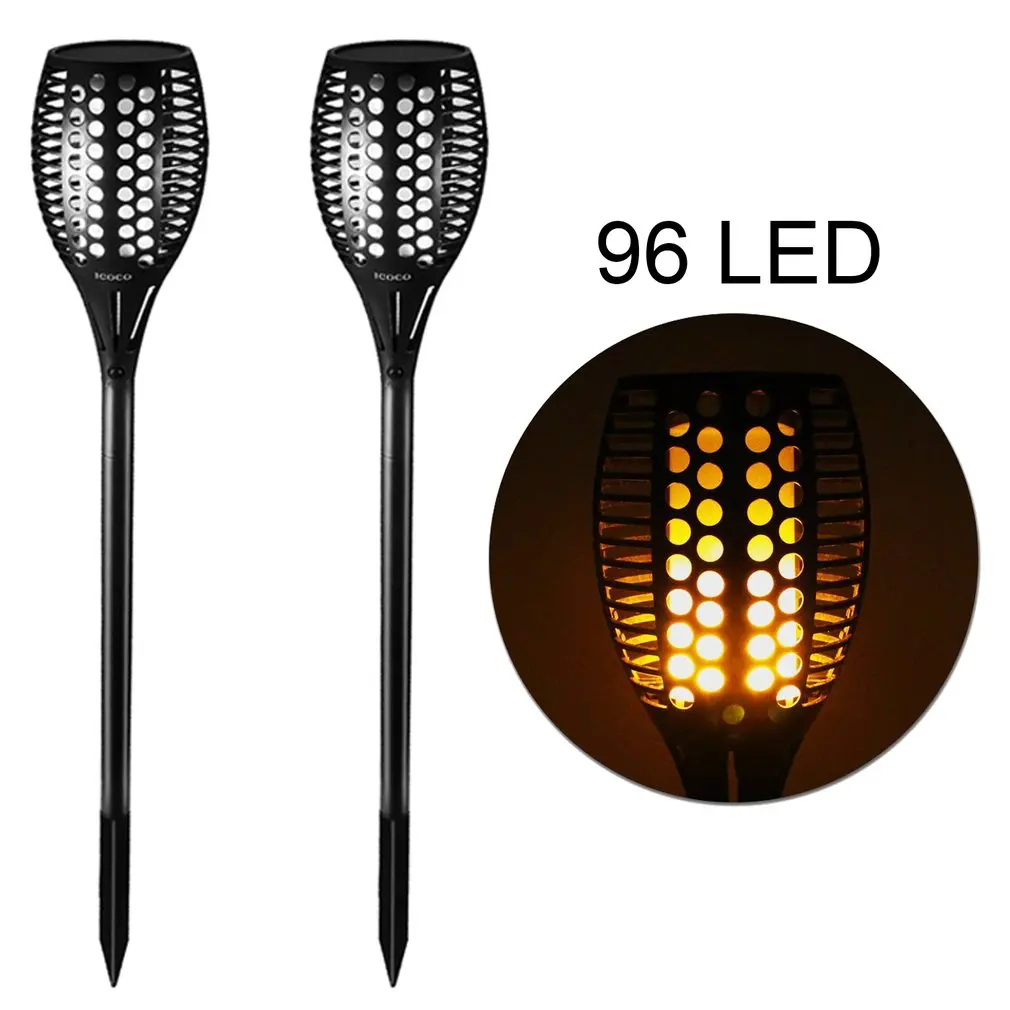 

2Pcs/set 96 LED Solar Flickering Landscape Decor Lamp Outdoor Garden Path Lawn Torches Light Waterproof Over Charging Protection
