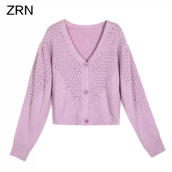 

Women's Cardigan Sweaters Female Solid Short Sweater V Neck Single Breasted Mohair Sweater Woman Hollowed out Knitted Cardigan