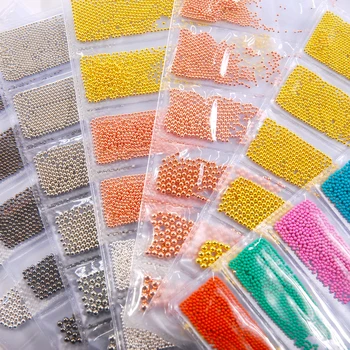 

6 Sizes/Pack 0.8mm-3mm Gold Silver Rose Black Metal Caviar Mini Beads Ball Nail Art 3D Manicure Decoration Accessories