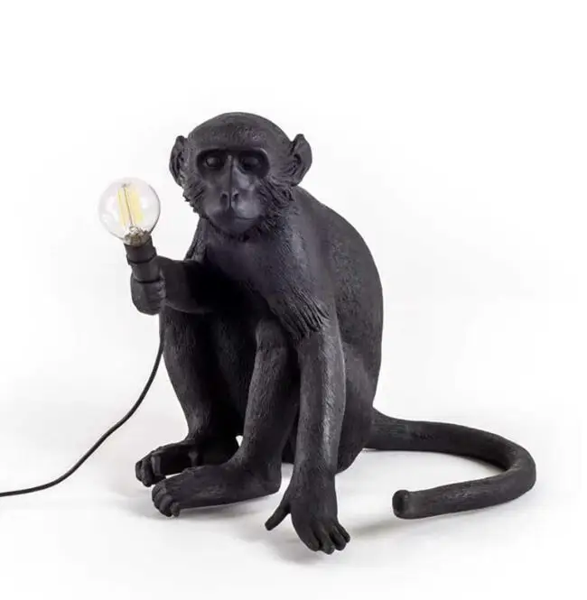 Günstig Harz Schwarz Weiß Affe Lampe Anhänger Licht Für Wohnzimmer Lampen Kunst Parlor Studie Zimmer Led leuchten glanz Mit E27 led lampe