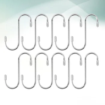 

10pcs Hooks Metal Kitchen Bedroom Hooks Metal Hanging Hooks Storage Racks S-shaped Clothes Hangers for Home Kitchen