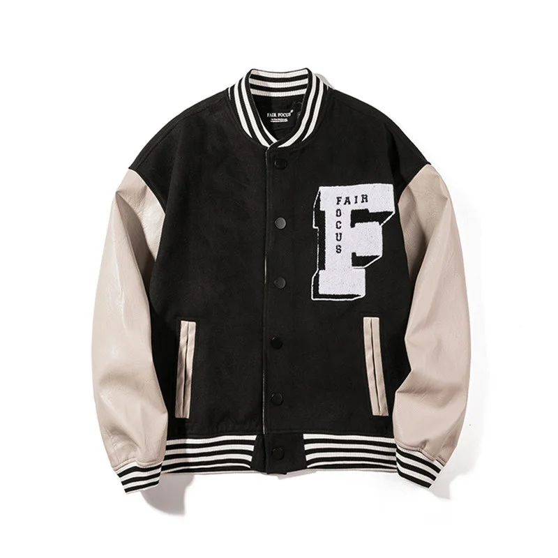 Harajuku 3D Letter Varsity Jacket Men 