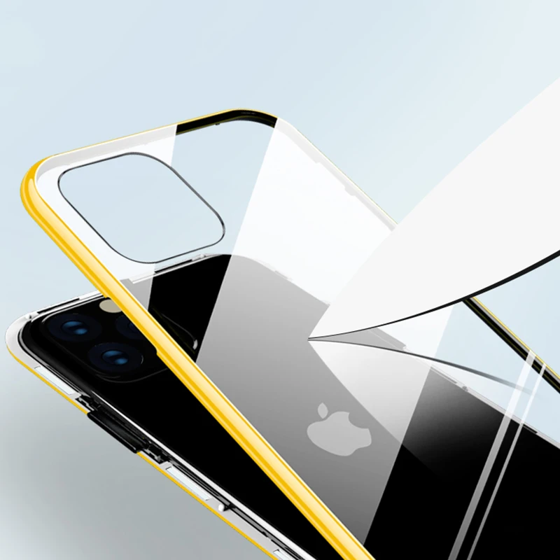 Чехол с магнитной адсорбцией для iPhone 11 11 Pro Max XR XS Max X 11 Pro 8 7 6 6S Plus, металлическая рамка, магнитная стеклянная задняя крышка