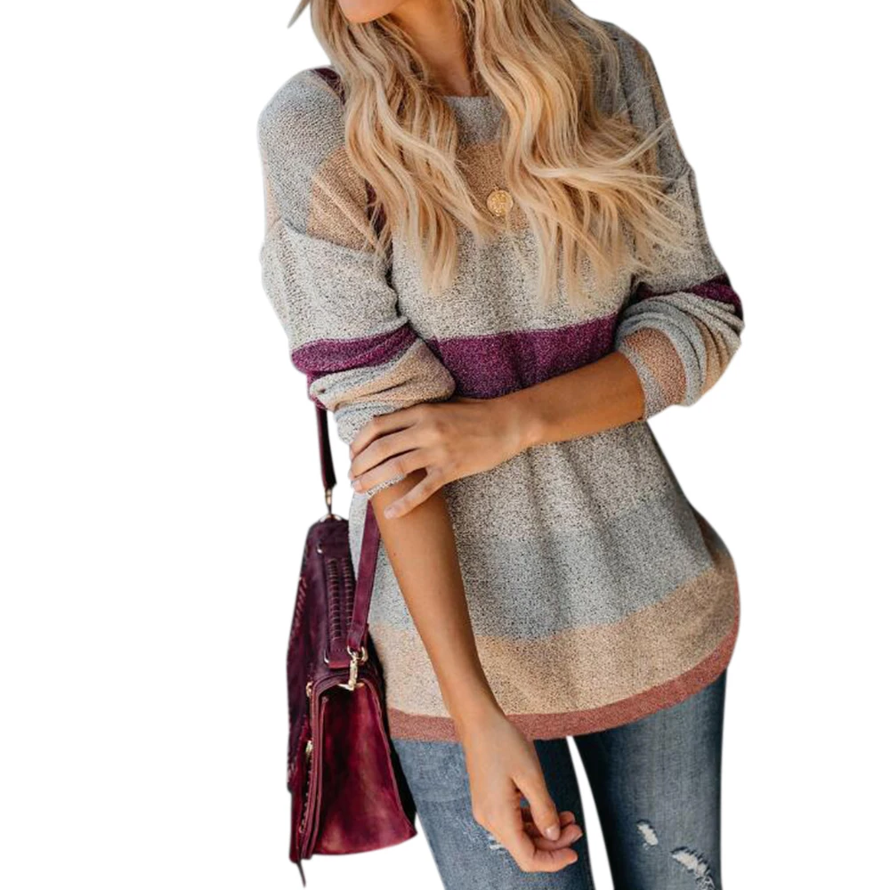 Women's Sweater Winter Fashion Sweaters Long Sleeve Jumper Fashion Striped Knitted Pullover Women Sweaters Femme Knitwear