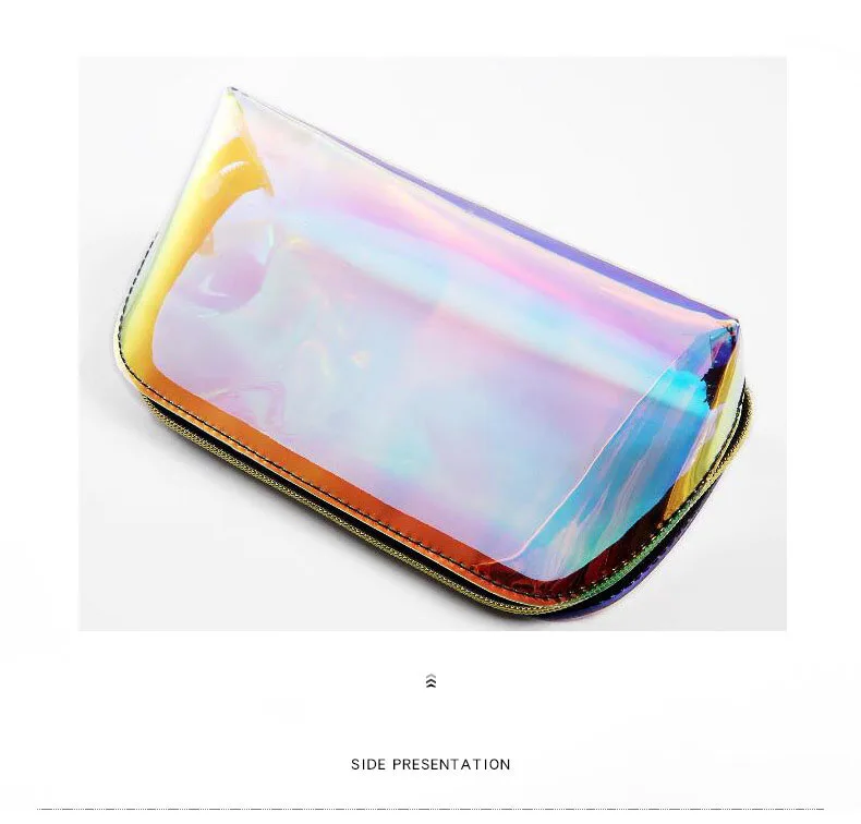 Fashion Laser Dream Colorful Holographic Beauty Organizer Pouch Clear Iridescent Clutch Makeup TPU Cosmetic Bag